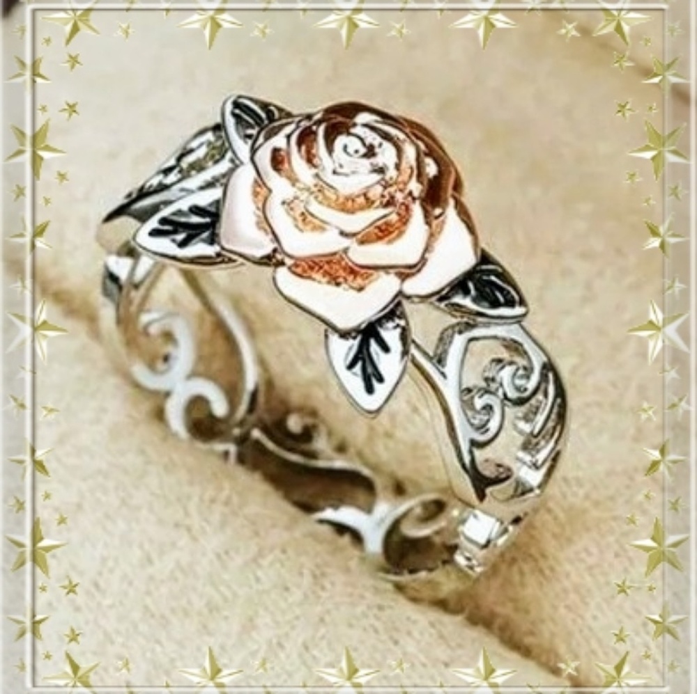Gorgeous 925 silver and rose gold ring